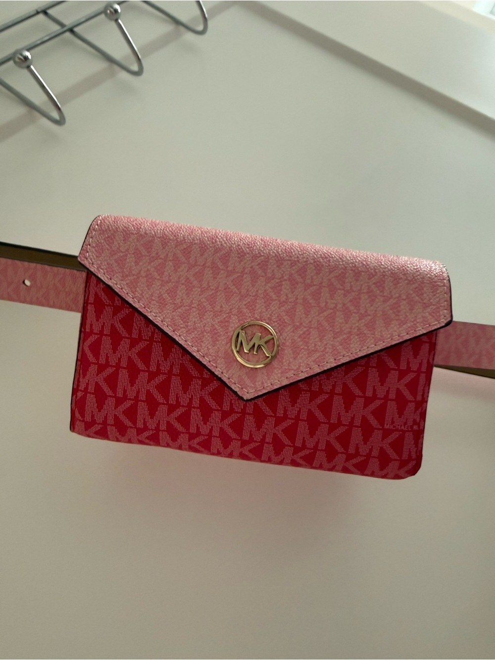 Michael Kors Pink and Red MK Logo Mini Belt Bag